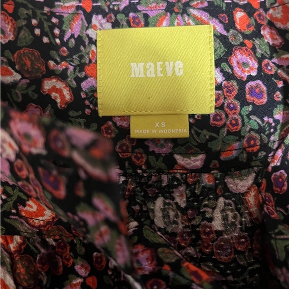 Maeve Front Pleated Multi-Color Floral Long Sleeve Blouse Top | Size XS - Picture 13 of 14